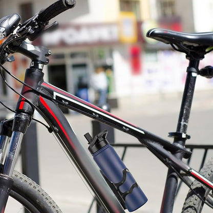 DOMICARE Insulated Water Bottle, 22 oz Vacuum Insulated Stainless Steel Reusable Sports Bottle with Straw Lid & Spout Lid for Travel, Camping, Bike, Leakproof, Navy Blue, 4 Pack