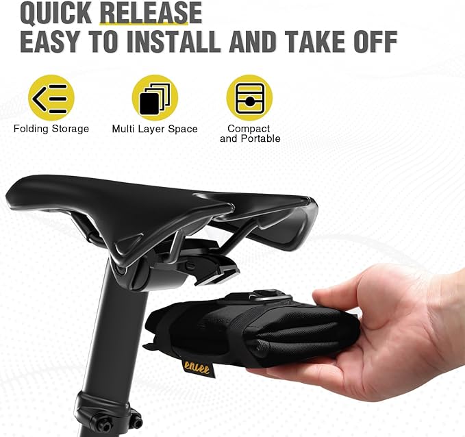 WEEROCK Bike Saddle Bag for Bicycle Tool, Small Size Foldable Waterproof Bike Seat Bag for Bike Repair Tools, Black