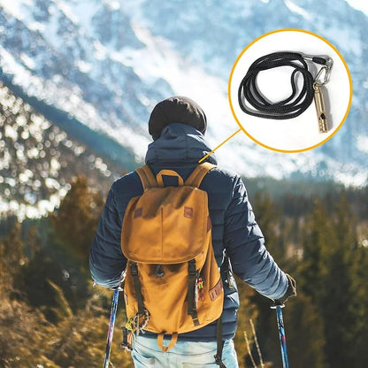 Brass Survival Whistle, 125 dB Loud Emergency Whistle with Lanyard for Hiking, Camping, Pet Training, and Coaching