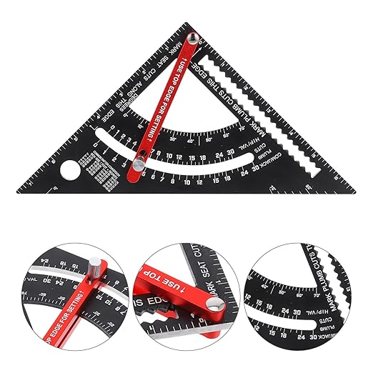 Luxshiny Adjustable Aluminum Alloy Tool for Carpenters Precision Rafter Triangle Ruler with Angle Scale for Woodworking and Carpentry Measurement