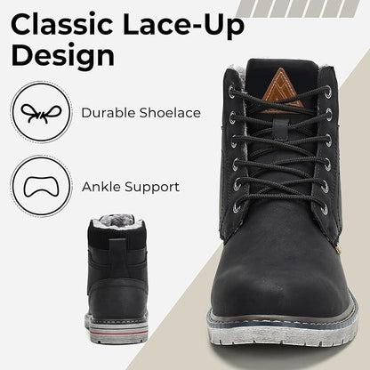 Mishansha Men's Waterproof Snow Boots, Insulated Warm Lined Winter Boot for Cold Weather, Non-Slip Outdoor Trekking Hiking Shoes Size 4-13.5