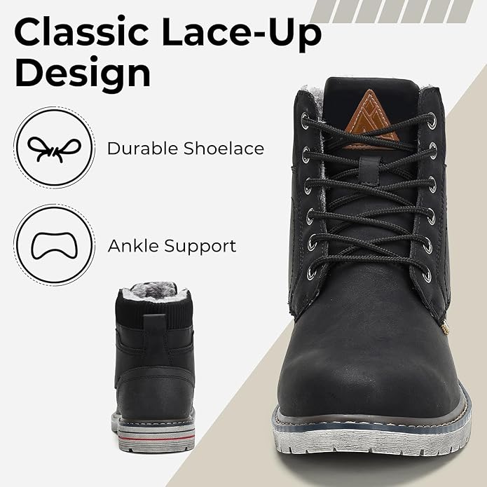 Mishansha Men's Waterproof Snow Boots, Insulated Warm Lined Winter Boot for Cold Weather, Non-Slip Outdoor Trekking Hiking Shoes Size 4-13.5