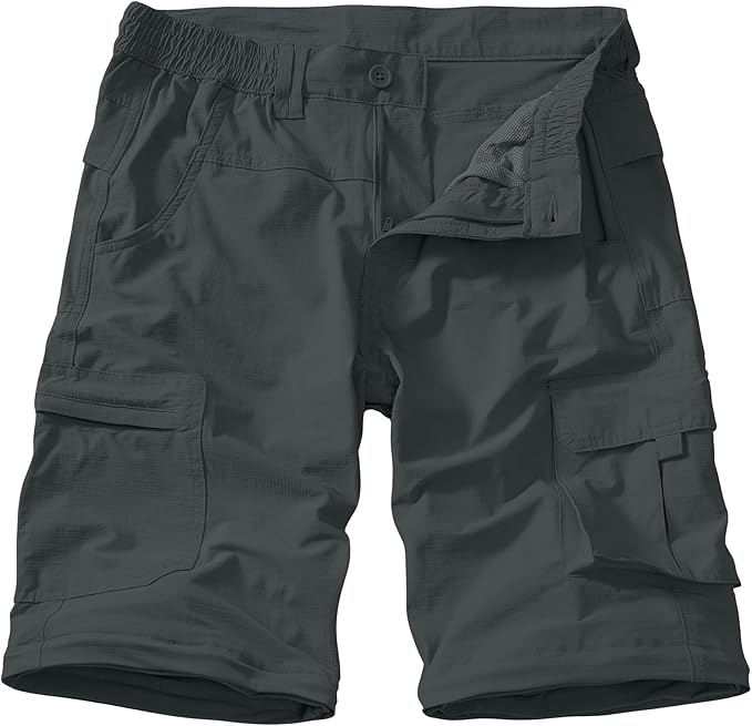 Mens Hiking Pants Convertible Quick Dry Zip Off Fishing Travel Safari Pants