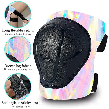 Gradient Color Kids Protective Gear Set Knee Pads for Kid 2-14 Years,W/ Adjustable Strap Kids/Youth Knee Pads Elbow Pads Wrist Guards Set for Inline Roller Skates,Cycling,BMX Bike,Skateboard,Scooter