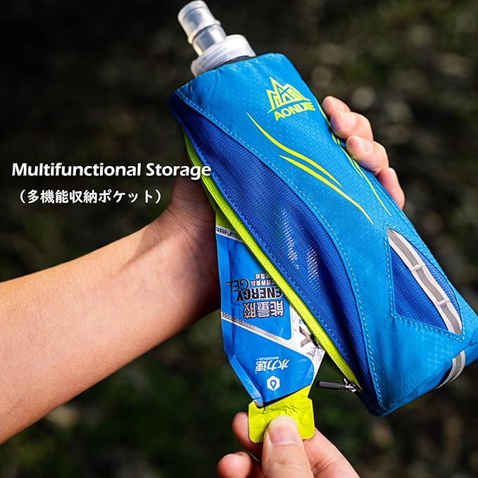 TRIWONDER Handheld Water Bottle for Running, Quick Grip Chill 17 oz Handheld Soft Water Bottle with Hand Strap Hydration Pack, BPA Sport Soft Flask (Blue)