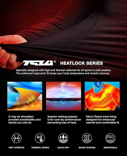 TSLA Men's Thermal Long Sleeve Compression Shirts, Athletic Base Layer Top, Winter Gear Running T-Shirt