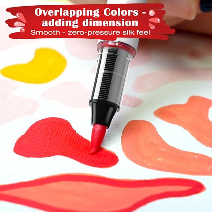 SFAIH Acrylic Paint Creative Markers, 24 Colors Dual Tips Drawing Markers, Ultra-High Coverage, No Bleed Water-Based Ink, Waterproof, Art Supplies for Paper, Fabric, Wood, Ceramic, Glass, Rock, Canvas