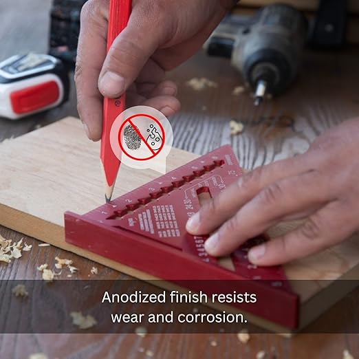 Kapro - 446 High Definition Anodized Rafter Square - Resists Wear and Corrosion - Features Conversion Table and Protractor - Lightweight & Compact Profile - 7 Inch