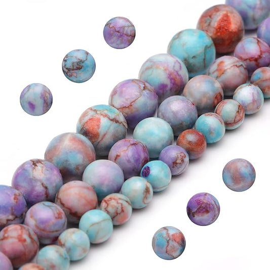 Youngbling Natural Gemstone Beads for Jewelry Making,10mm Purple Jasper Polished Round Smooth Stone Beads,Genuine Real Stone for Bracelet Necklace 15 Inch(Purple Imperial Jasper,10mm)