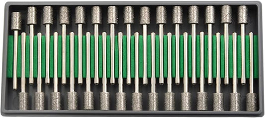 30Pcs 6mm Cylinder,3mm Shaft,Diamond Stone Abrasive Burs Burr Grit Bits for Rotary Tool Grinding Head Jewelry Lapidary Woodworking (Cylinder 6mm)