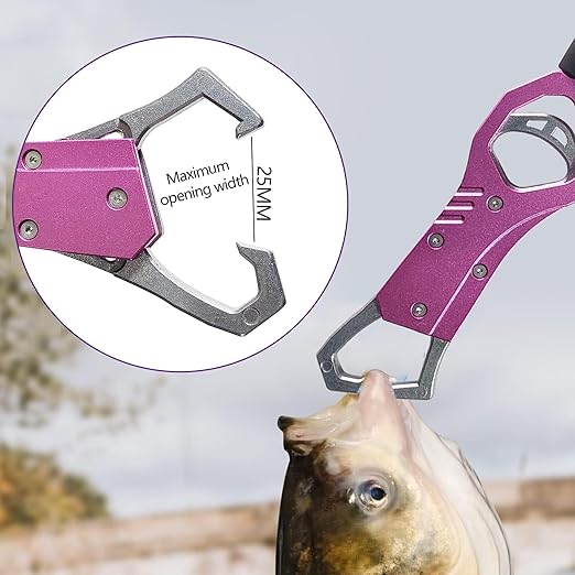 Eupheng 11.8'' Heavy-Duty Fish Gripper with Scale Rustproof Aluminum Body, Non-Slip Rubber Handle, Built-in Weight Estimator & Wrist Lanyard