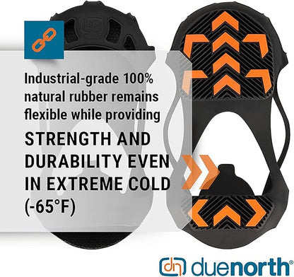 Due North GripPro Spikeless Footwear Traction Aids for Men and Women - for Ice and Snow - Lightweight Full-Foot Rubber Tread