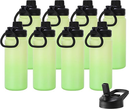 DOMICARE 16 oz Water Bottle Stainless Steel Double Wall Vacuum Insulated Water Bottle with Straw lids & Spout Lid, Leakproof