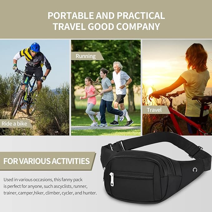 DAITET Crossbody Fanny Pack for Men&Women,Large Waist Bag & Hip Bum Bag with Adjustable Strap for Outdoors Workout Traveling Casual Running Hiking Cycling