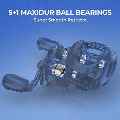 KastKing Centron Fishing Rod and Reel Combo, Spinning & Baitcasting Combos, IM6 Graphite 2Pc Blanks, Stainless Steel Guides with Ceramic Rings, Contoured EVA Handles & Fighting Butt