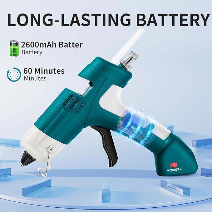 Cordless Hot Glue Gun,20W Hot Glue Gun with 30 Glue Sticks & 2600mAh Type-C Rechargeable,90S Fast Heating Cordless Mini Glue Gun for Crafts,School DIY,Arts,Home Repair