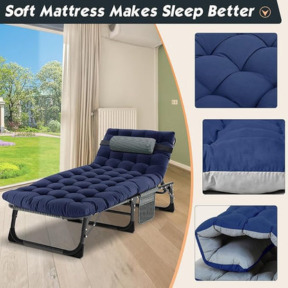 MOPHOTO Folding Lounge Chair 5-Position, Folding Cot, Portable Outdoor Chaise Lounge Chair for Sun Tanning, Perfect for Pool Beach Patio Sunbathing