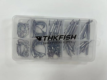 THKFISH Fishing Weights Sinkers Set, 60PCS Fishing Sinker Drop Shot Weights Kit,Drop Shot Rig Wacky Hooks for Saltwater Freshwater Bass Fishing