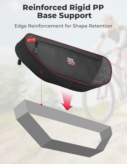 KEMIMOTO Bike Bag Frame, 3.5L Large Storage Bicycle Top Tube Pouch Dual Zippers, Water-Resistant Road Bike Frame Bag Triangle for Most Bike BMX MTB, Cycling Accessories Reflective