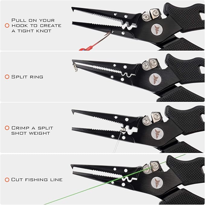 KastKing Cutthroat 7 inch Fishing Split Ring Pliers, 420 Stainless Steel Fishing Tools, Saltwater Resistant Fishing Gear, Tungsten Carbide Cutters