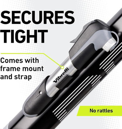 Vibrelli Mini Bike Pump - Presta & Schrader Bicycle Pump - 120 PSI Tire Pump for Road & MTB - No Valve Changing Needed