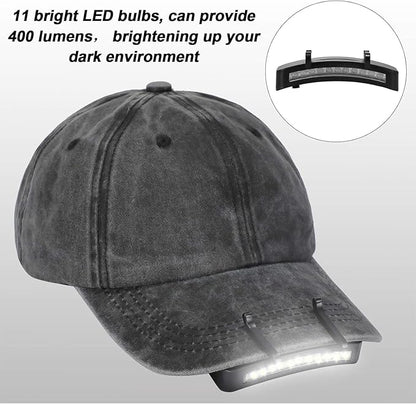 Mudder 2 Pcs Light 11 LED Cap Lights Clip on Hat Battery Powered Brim on Light Black Waterproof Ultra Bright Hat Flashlight Clip on Headlamp for Hats Hunting Camping Fishing Hiking
