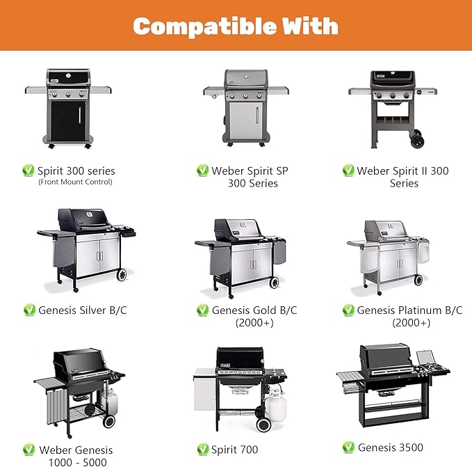 7638 Grill Grates for Weber Spirit 300 Series, E-310 E-330 S-310 S-315 17.5” Cast Iron Grates Replacement Parts for Weber Spirit 2 Burner Gas Grill, 2 Pack