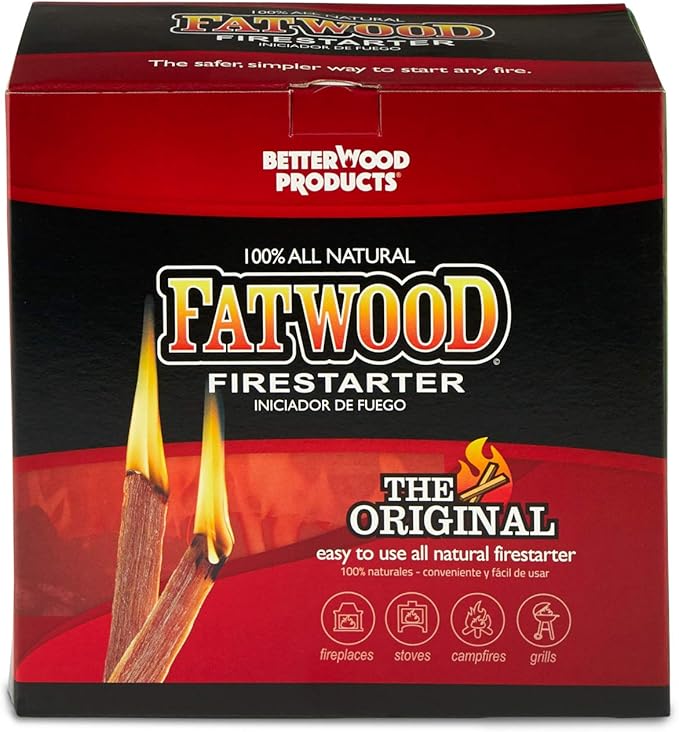 Betterwood 10lb Fatwood Natural Pine Firestarter (2 Pack) for Campfire, BBQ, or Pellet Stove; Non-Toxic and Water Resistant