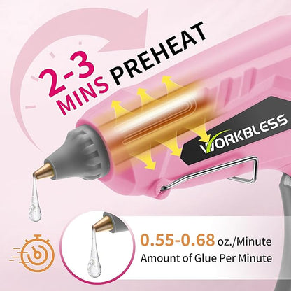 Pink Hot Glue Gun Full Size, 60W/100W Dual Temp Glue Gun, Fast Heating Heavy and Duty Glue Gun with 20PCS Glue Sticks for Arts, Home Repair, Professional DIY & Industrial Use