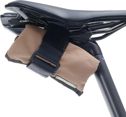 Blossom Bike Saddle Roll Bag - Bike Tool Kit Holder - Water Resistant & Durable Cordura Fabric - Under Seat cycling accessories - mountain bike accessories - ebike saddle bags (Tan)