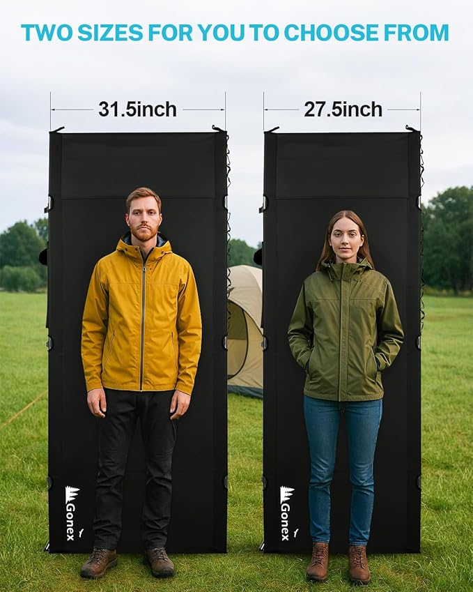 Gonex 31.5" Extra Wide Camping Cot with Leg Extenders 2 in 1 Portable Folding Cot for Adults Height Adjustable Supports 350lbs Sleeping Bed for Backpacking Travel Beach Home (Black)