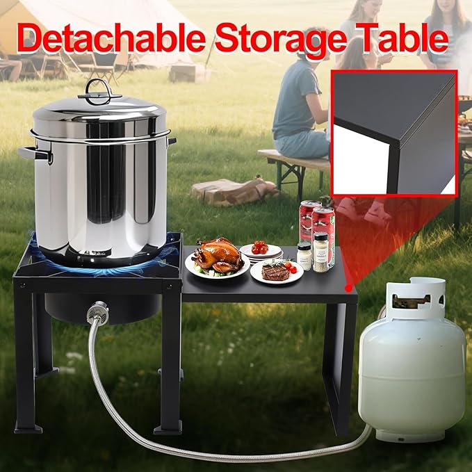 Single Burner Propane Camp Stove | Portable Table Top Gas Grill | High Pressure Gas Stove with 20 PSI Regulator & Hose - for Outdoor Camping Home Brewing Turkey Fry 32.3 * 15.7 * 15.7 in