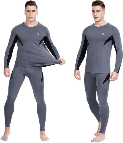 Men's Thermal Underwear Fleece Lined Performance Fleece Tactical Sports Shapewear Thermal Set