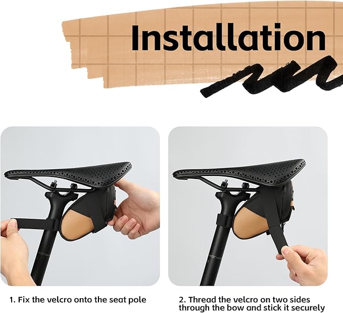 Bike Seat Bag Bicycle Saddle Bag 0.4L Cycling Under Seat Pouch for Mountain Road Biking and Commuting Trips (Black)