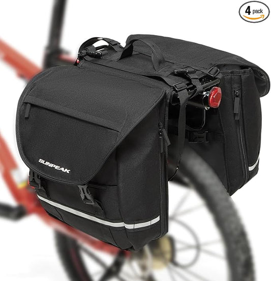 Bike Bag Accessories Panniers for Bicycle Rear Rack Bag 36L Waterproof Mountain Electric Bike Saddle Bag for Cycling Traveling Commuting Black