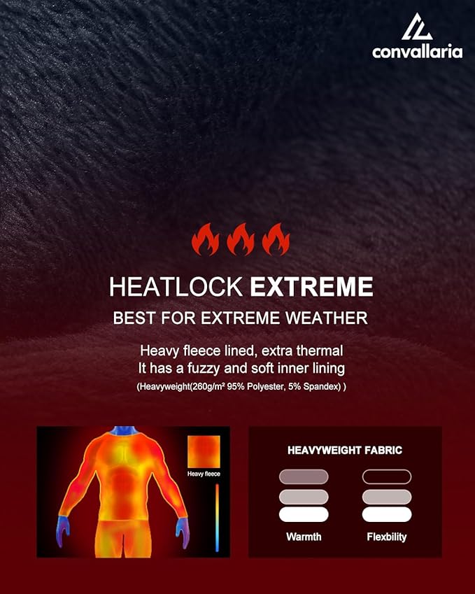 CL convallaria Long Johns Thermal Underwear for Men Soft Fleece Lined Base Layer Cold Weather Top Bottom Gift Set
