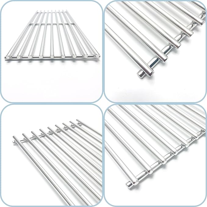 S024 Stainless Steel Grates for Broil King Baron 320, 340, 420, 440, 490 Huntington 2122-64 2122-67 6020-54 6020-57 6020-64 Broil-Mate 7020-54 7020-64 7120-64 Sterling Gas Grill 17-3/8"