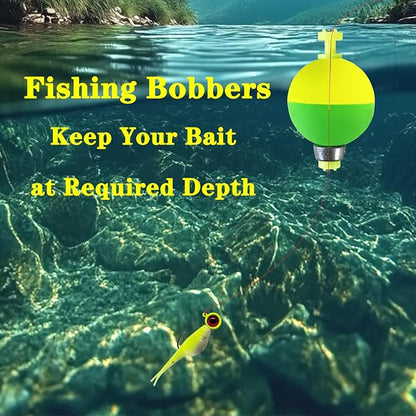 Fishing Bobbers Floats,10 Packs Weighted Bobbers for Fishing Foam Snap-on Fishing Floats Ball Oval Fishing Corks Bluegill Crappie Panfish Bass Trout