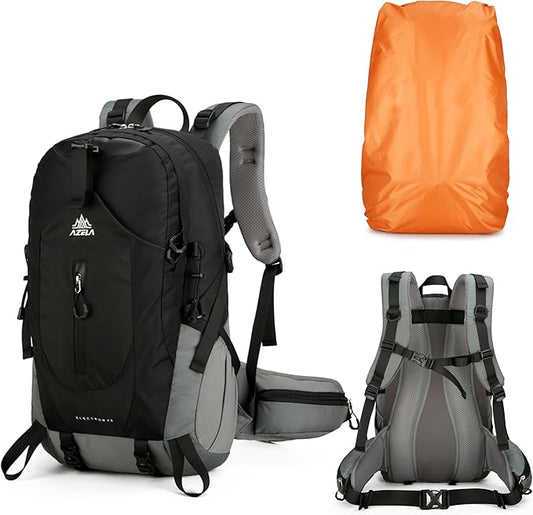 40L Hiking Backpack for Men and Women, Lightweight Waterproof Packable Camping Travel Daypack with Rain Cover (Black, 40 Liter)