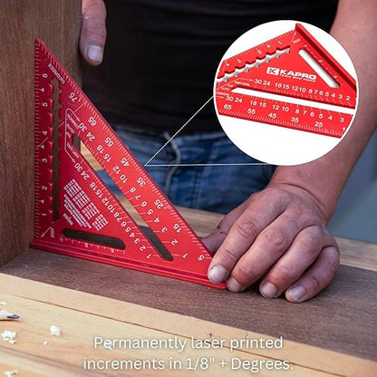 Kapro - 446 High Definition Anodized Rafter Square - Resists Wear and Corrosion - Features Conversion Table and Protractor - Lightweight & Compact Profile - 7 Inch