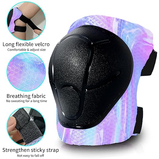 Faddish Color Kids Protective Gear Set Knee Pads for Kids 2-14 Years,Adjustable Kid/Toddler Knee Pads Elbow Pads Wrist Guards Set 3 in 1 for Skating Cycling Bike Rollerblading Inline Roller Scooter