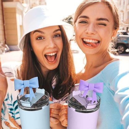 6Pcs Silicone Straw Toppers Covers for Stanley Cups 40/30oz 10mm(0.4in) Dust-Proof Bow Straw Covers Toppers Suitbale for Stanley Cup Accessories Reusable Straws Caps (Colorful B)