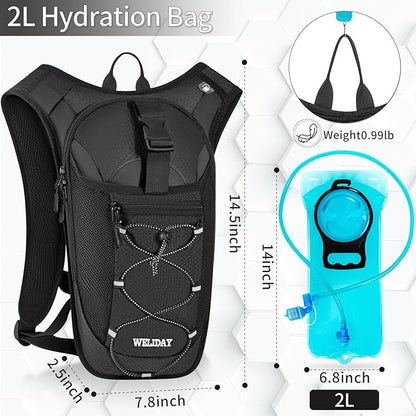 Hydration Backpack with 2L Water Bladder, Lightweight Hydro Pack for Cycling, Running, Hiking, Climbing