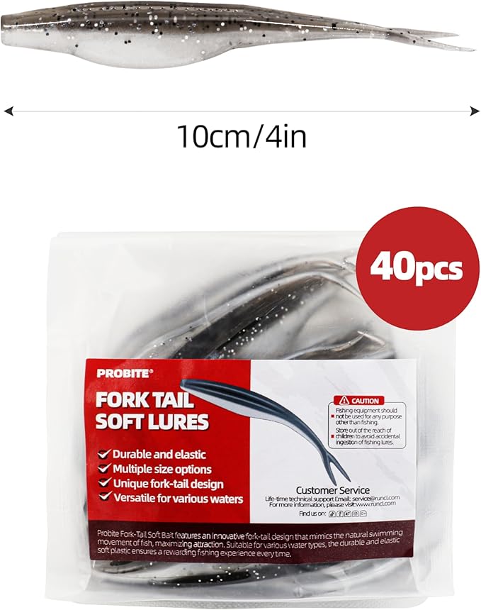 Forked Tail Soft Baits- Realistic Jerk Bait & Fluke Action Soft Lures for Bass, Trout & Crappie - Versatile Freshwater & Saltwater Fishing Bait (2.75"-5")