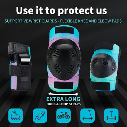 Skateboard Pads Kids/Youth/Adult Shield Elbow Pads and Wrist Guards Protective Gear,Strong Double Straps&Adjustable Easy-Fix Clips for Skateboarding,Rollerblading,ScooterRoller,Skating,Bicycle