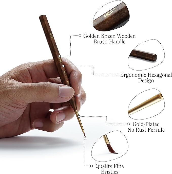 Artify Extreme Detail Paint Brushes, 20-Sizes Miniature Brush Set for Painting/Models/Crafts, Paint Brushes for All Detailing with Handbag, Ultra Fine Bristle for Watercolor/Oil/Acrylic