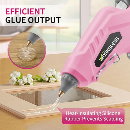 Pink Hot Glue Gun Full Size, 60W/100W Dual Temp Glue Gun, Fast Heating Heavy and Duty Glue Gun with 20PCS Glue Sticks for Arts, Home Repair, Professional DIY & Industrial Use