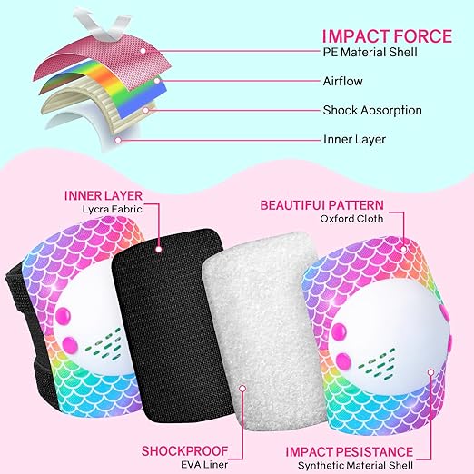 Kids Knee Pads Elbow Pads Set, Skating Protective Gear for Skateboard, Roller Skates, Bike Cycling, Scooter, for Kids 3-8 Years