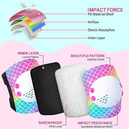 Kids Knee Pads Elbow Pads Set, Skating Protective Gear for Skateboard, Roller Skates, Bike Cycling, Scooter, for Kids 3-8 Years