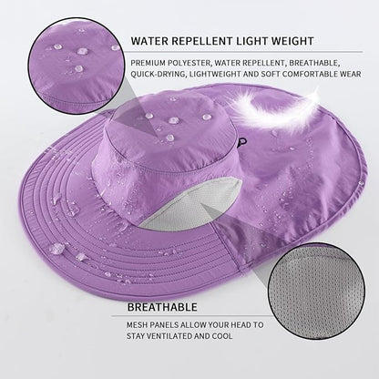 Home Prefer Outdoor UPF50+ Sun Hat Wide Brim Mesh Fishing Hat with Neck Flap